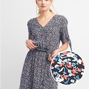 GAP Blue and Pink Flutter Sleeve Wrap Sundress